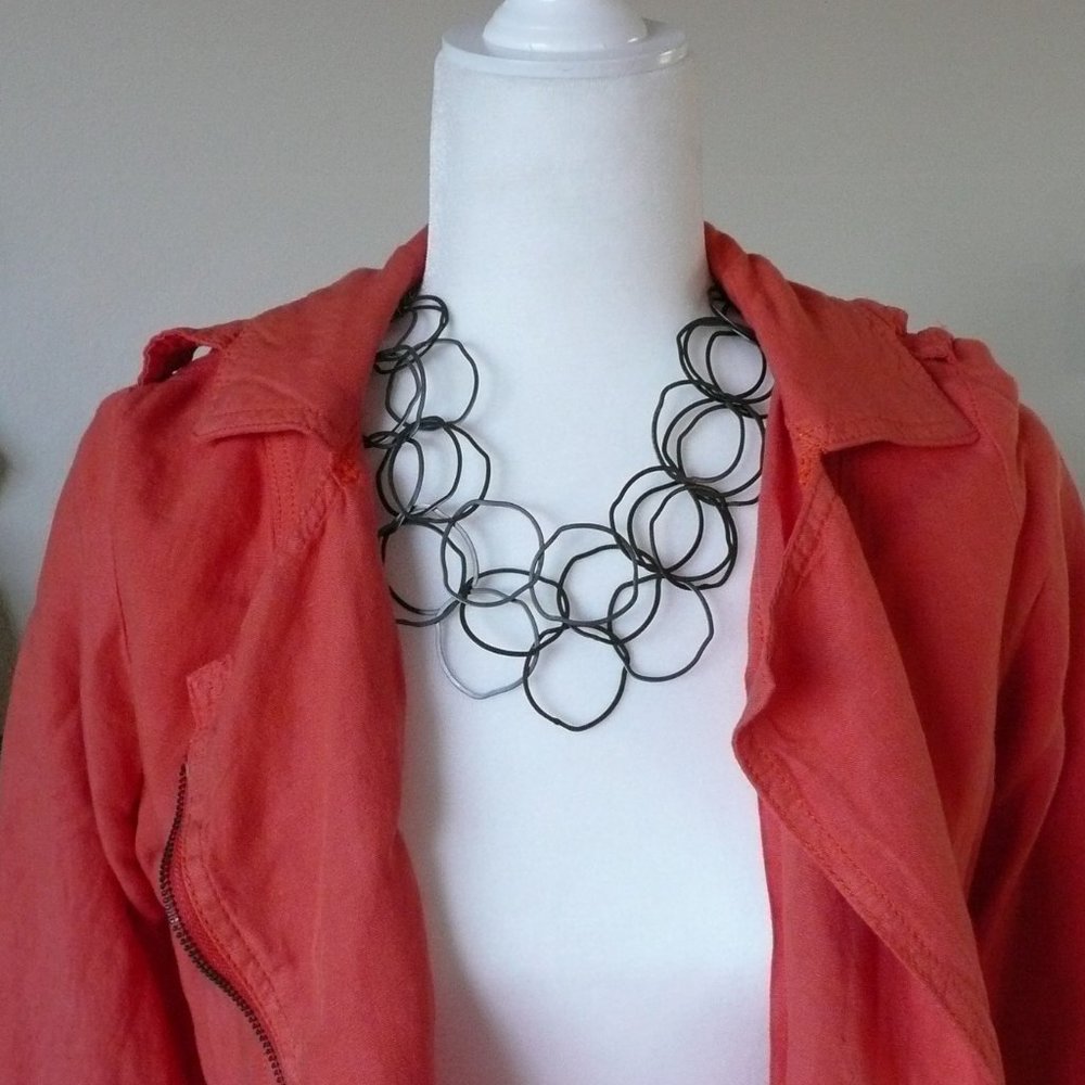 Oxidized Metal Circle Necklace